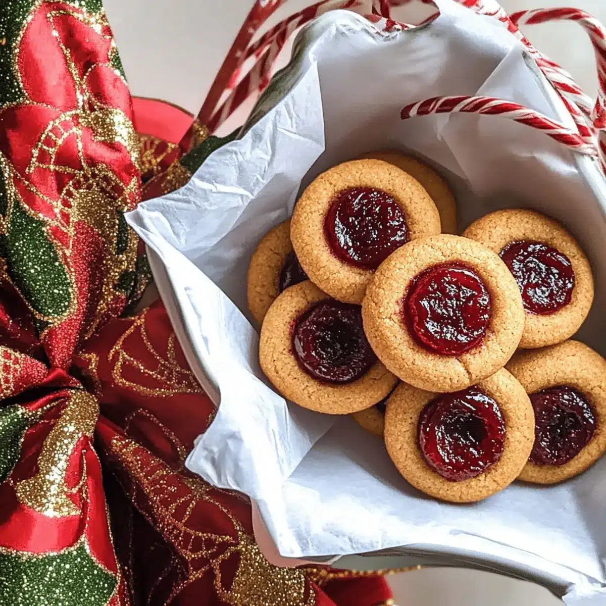 Gingerbread thumbprint cookies with cranberry jam