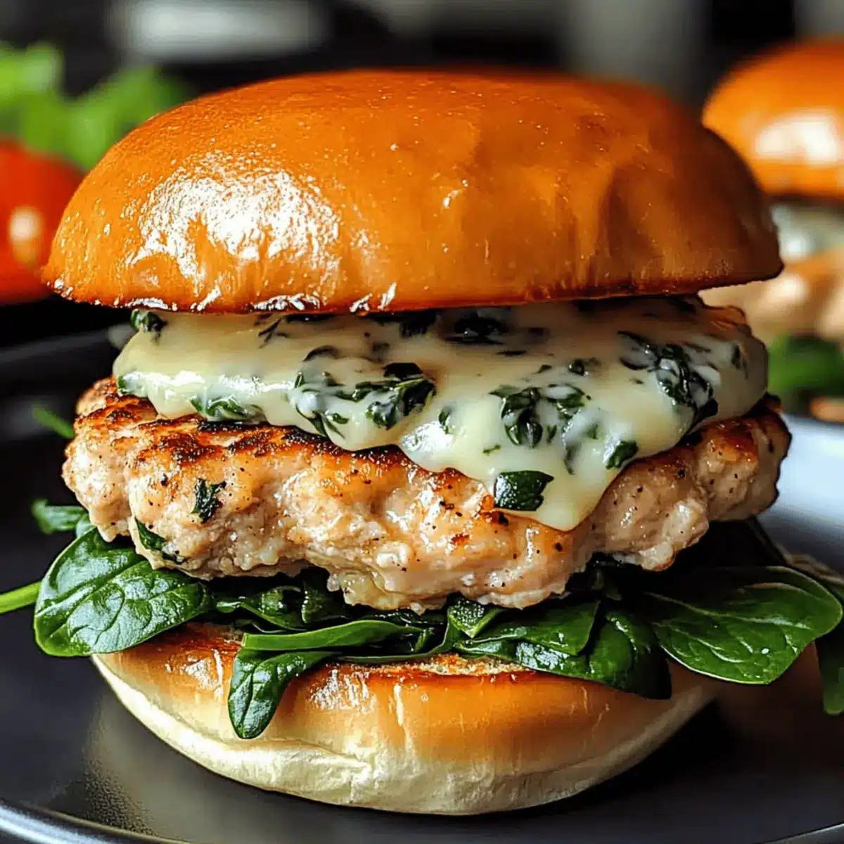 White Cheddar Spinach Chicken Burgers