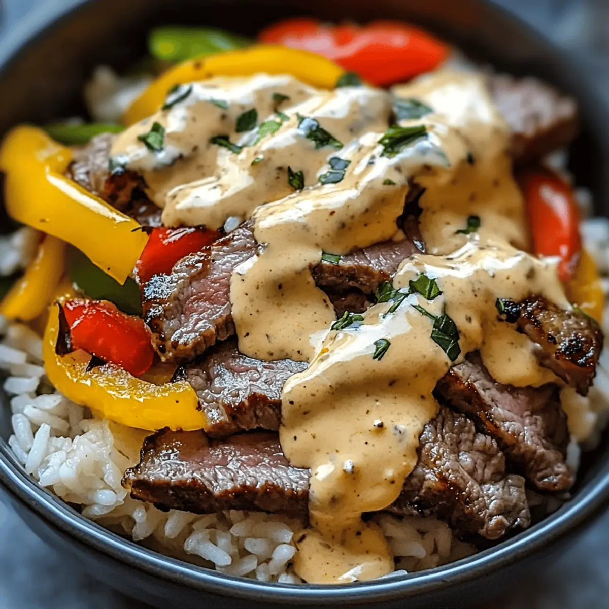 Philly Cheesesteak Rice Bowls