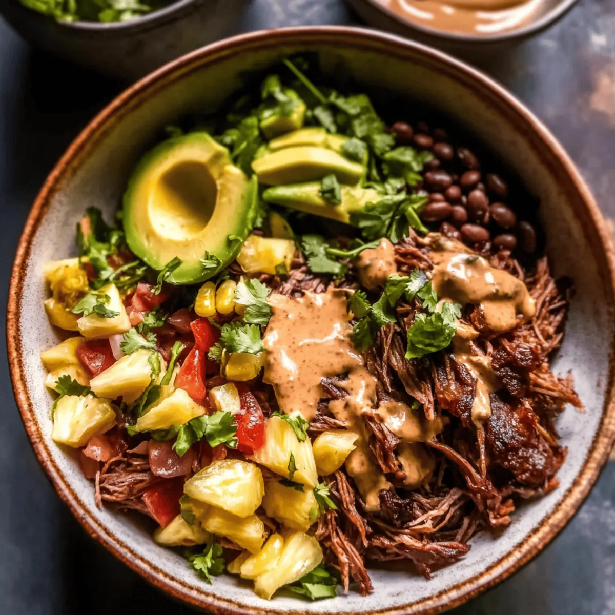 Crockpot Chipotle Pineapple Pot Roast Bowls