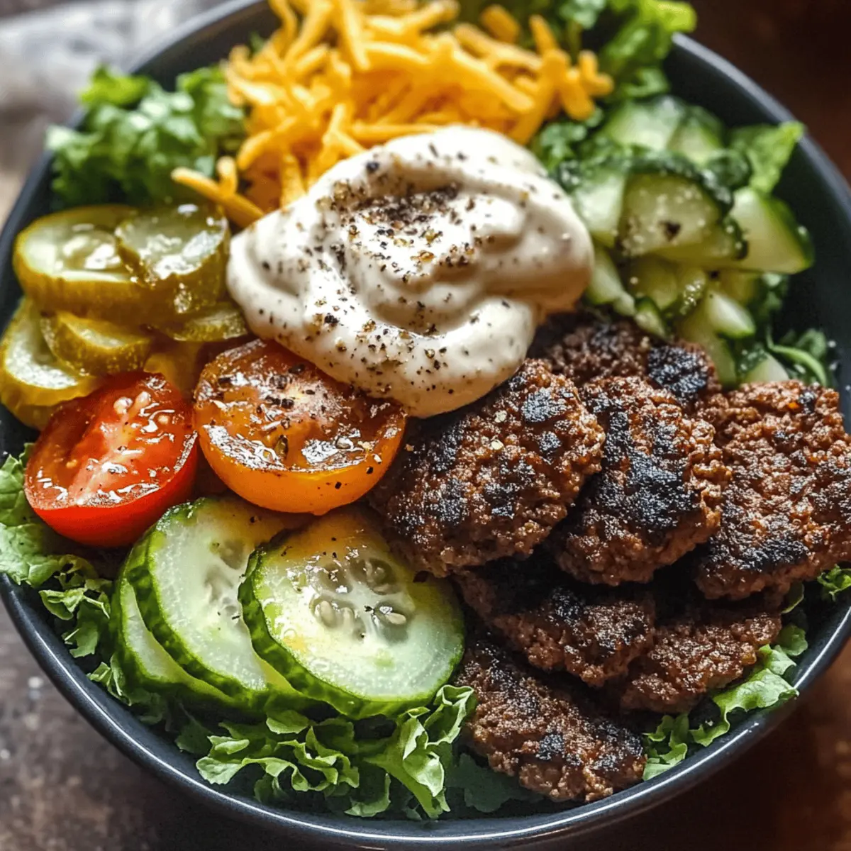 Burger Bowls with Caramelized Onion Aioli