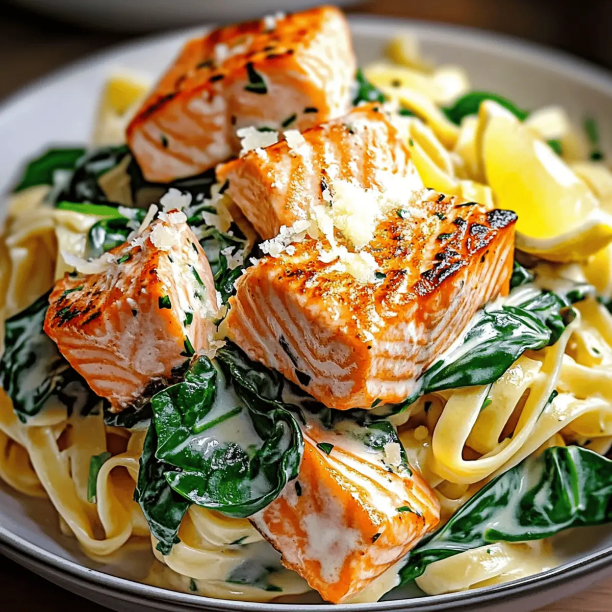 Salmon Spinach Pasta Dish
