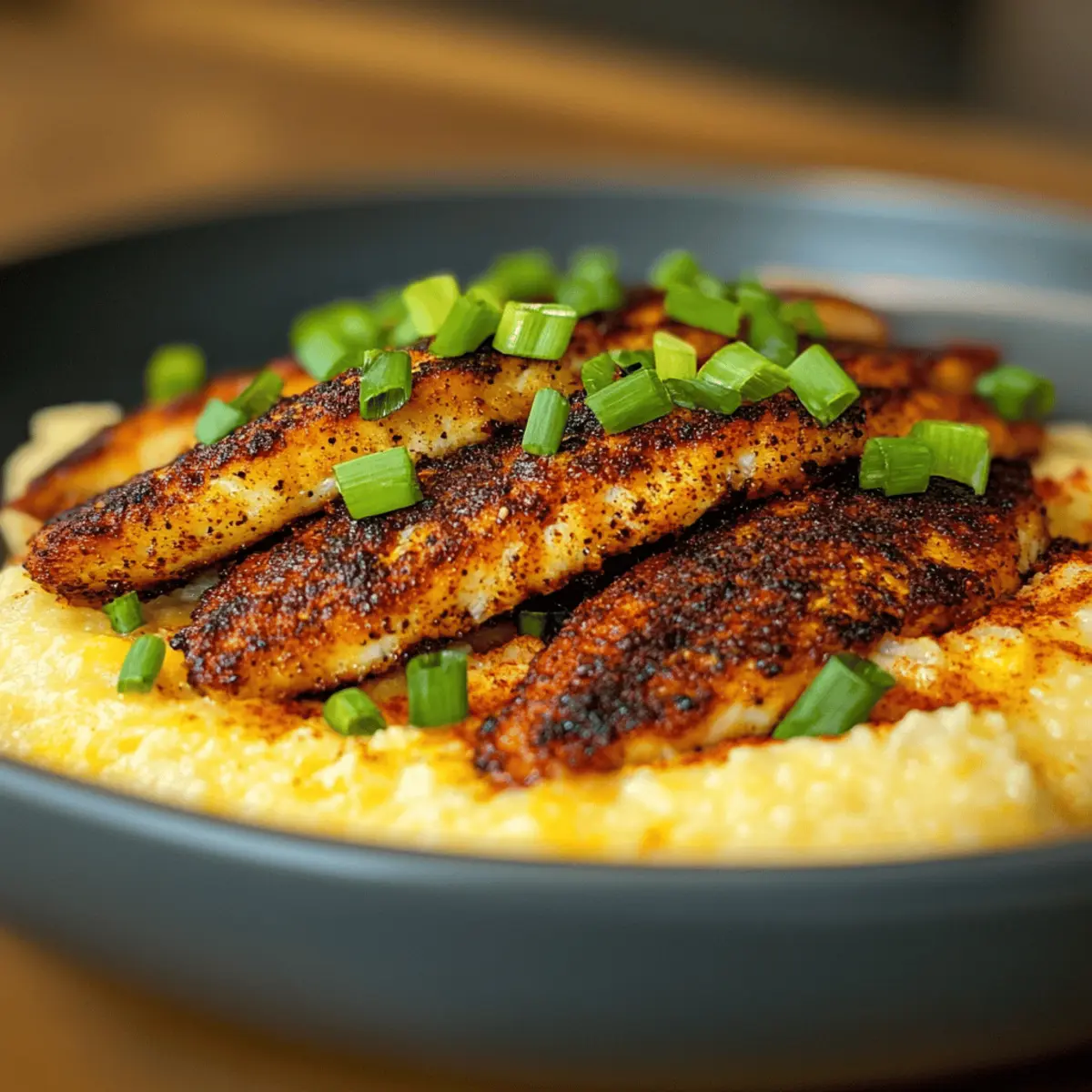 Blackened Catfish with Spicy Cheese Grits