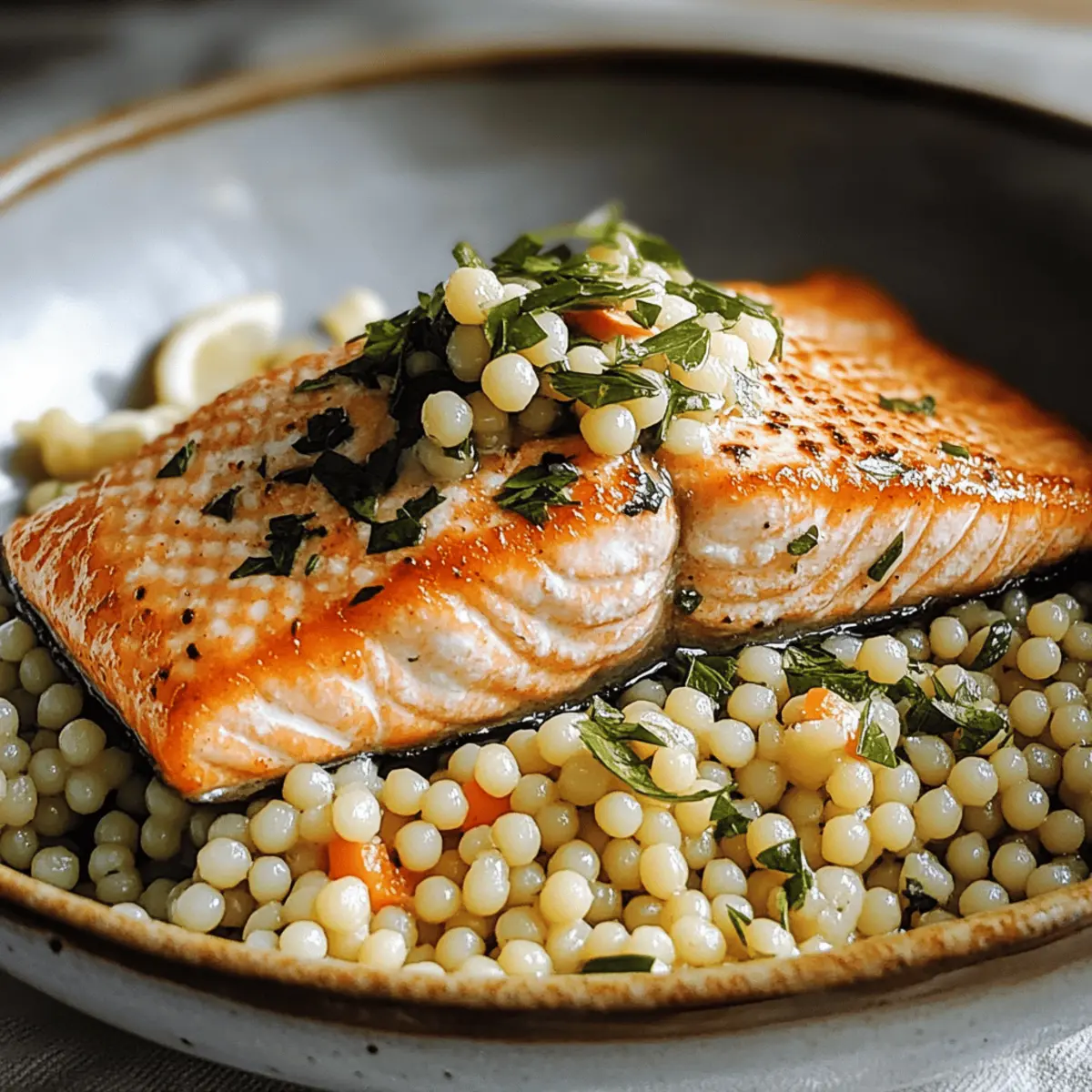 Herbed Pearl Couscous and Salmon