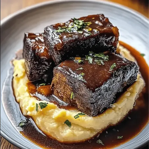 Tender Braised Short Ribs with Garlic Mashed Potatoes