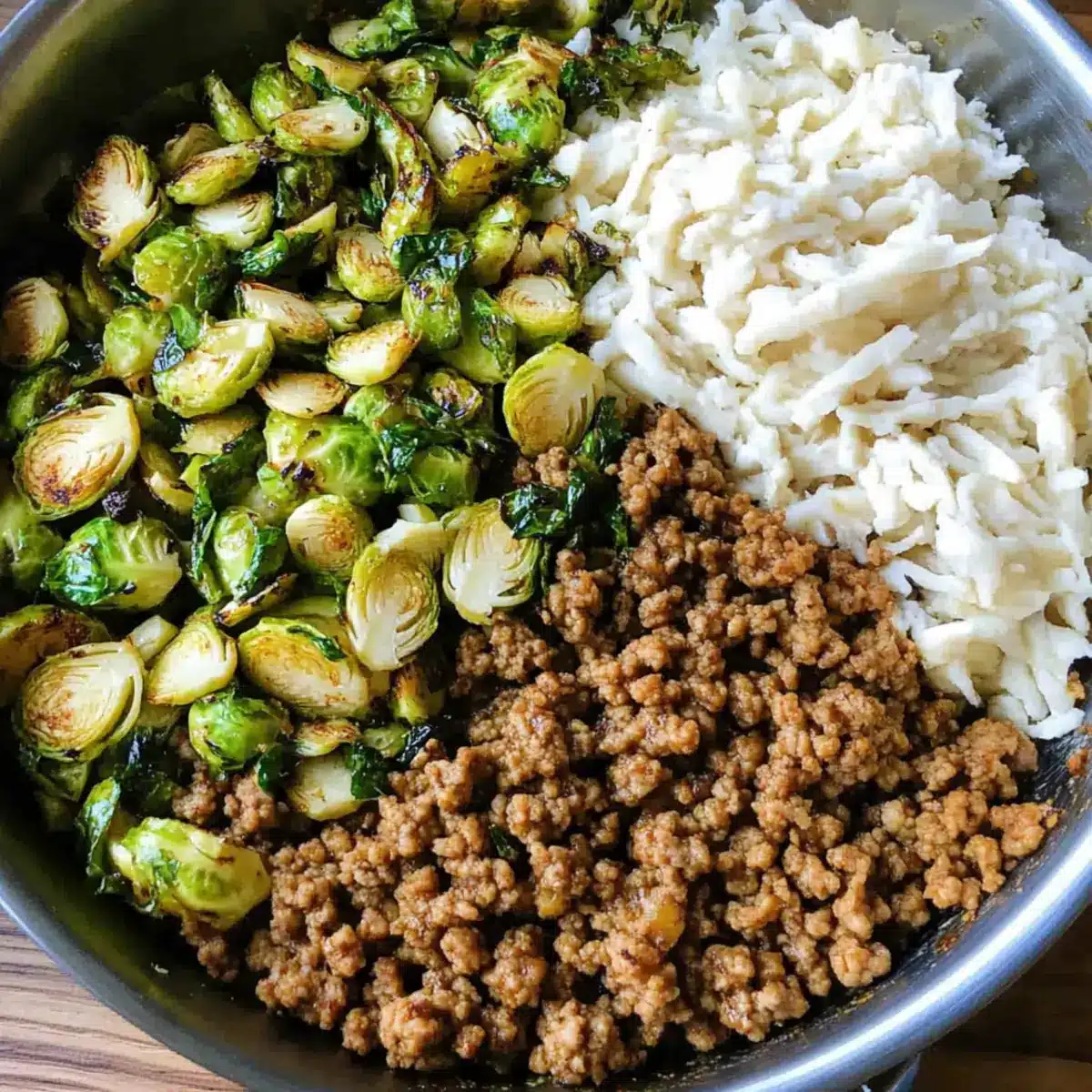 One-Pan Ground Chicken and Brussels Sprouts