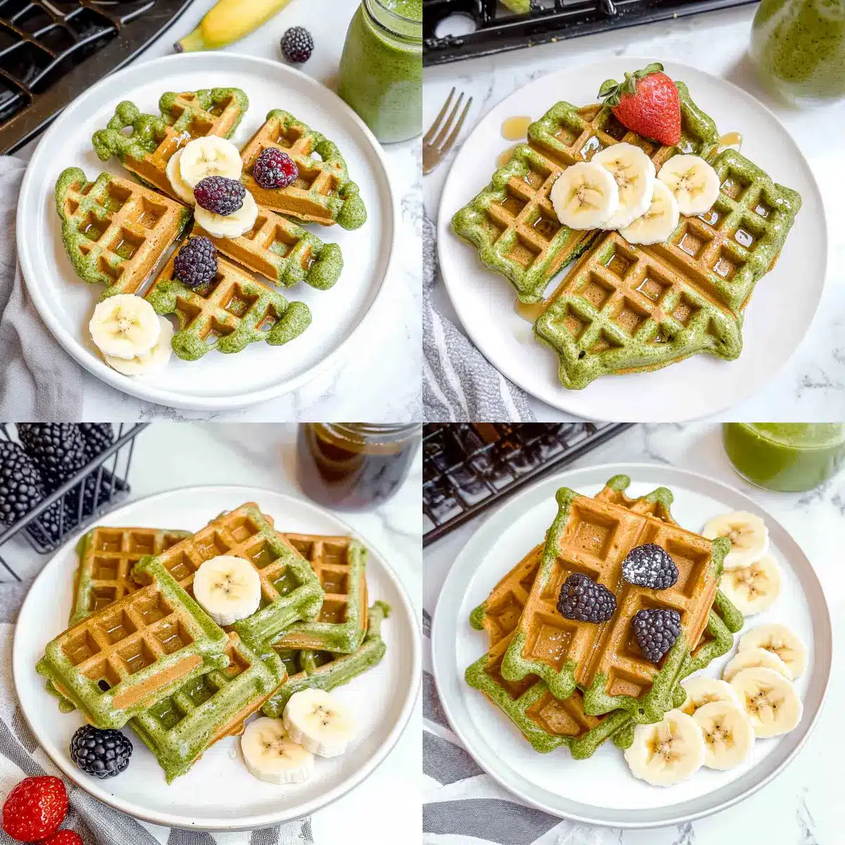 Oatmeal Green Smoothie Waffles