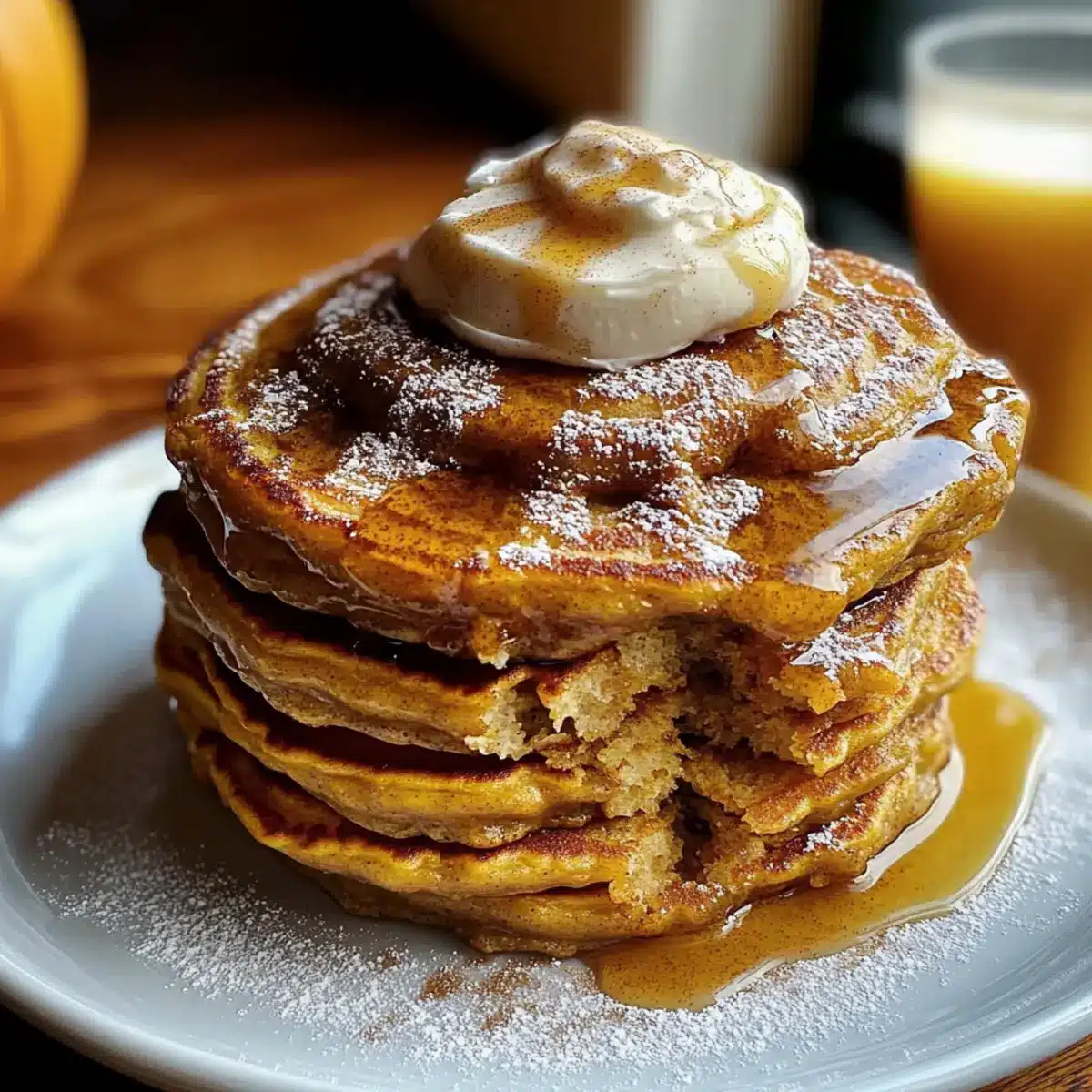 Pumpkin Cinnamon Roll Pancakes