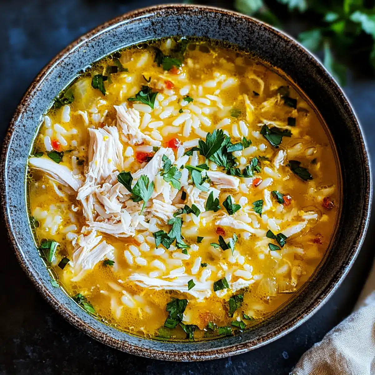 Lemon Ginger Turmeric Chicken and Rice Soup