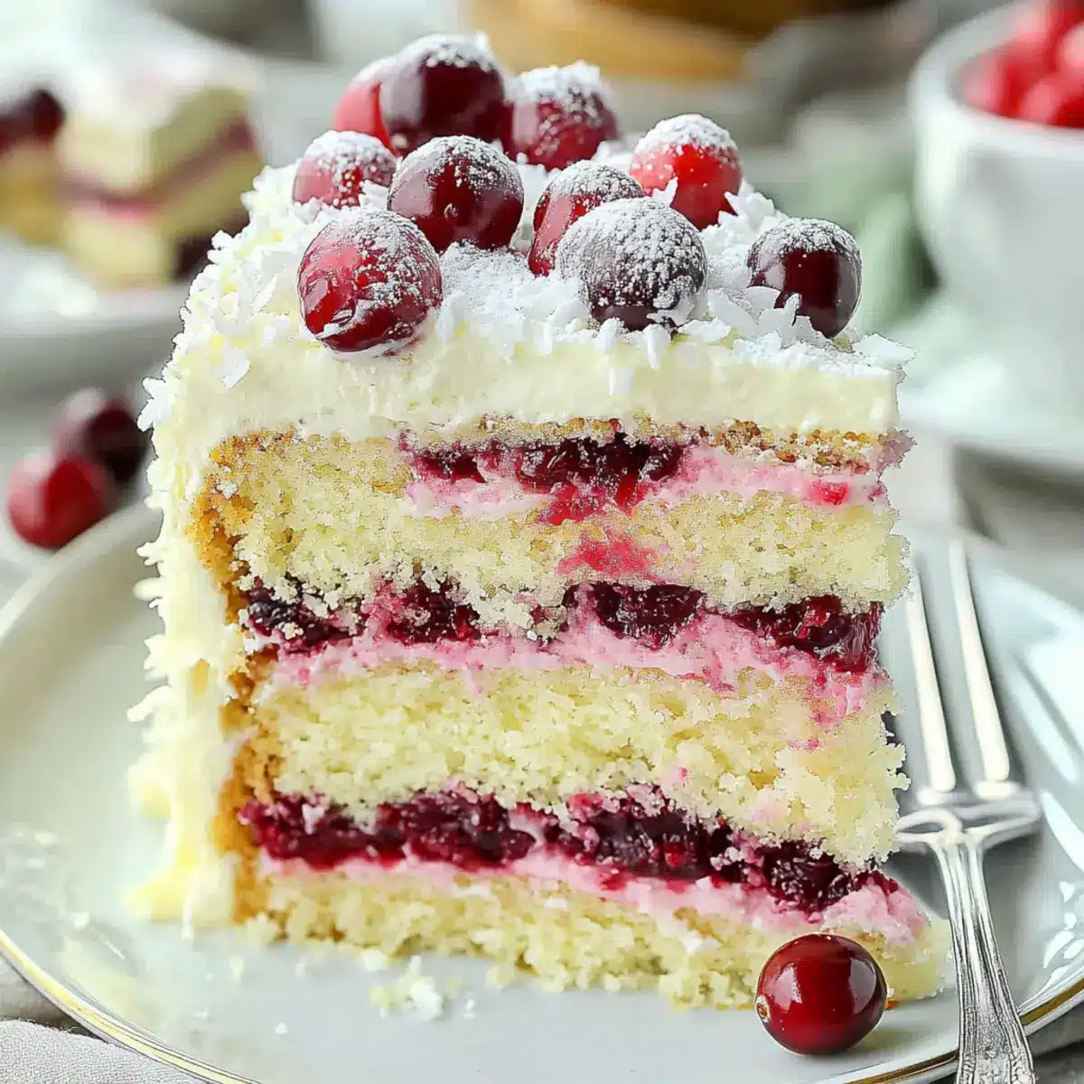 White Chocolate Cranberry Layered Cake