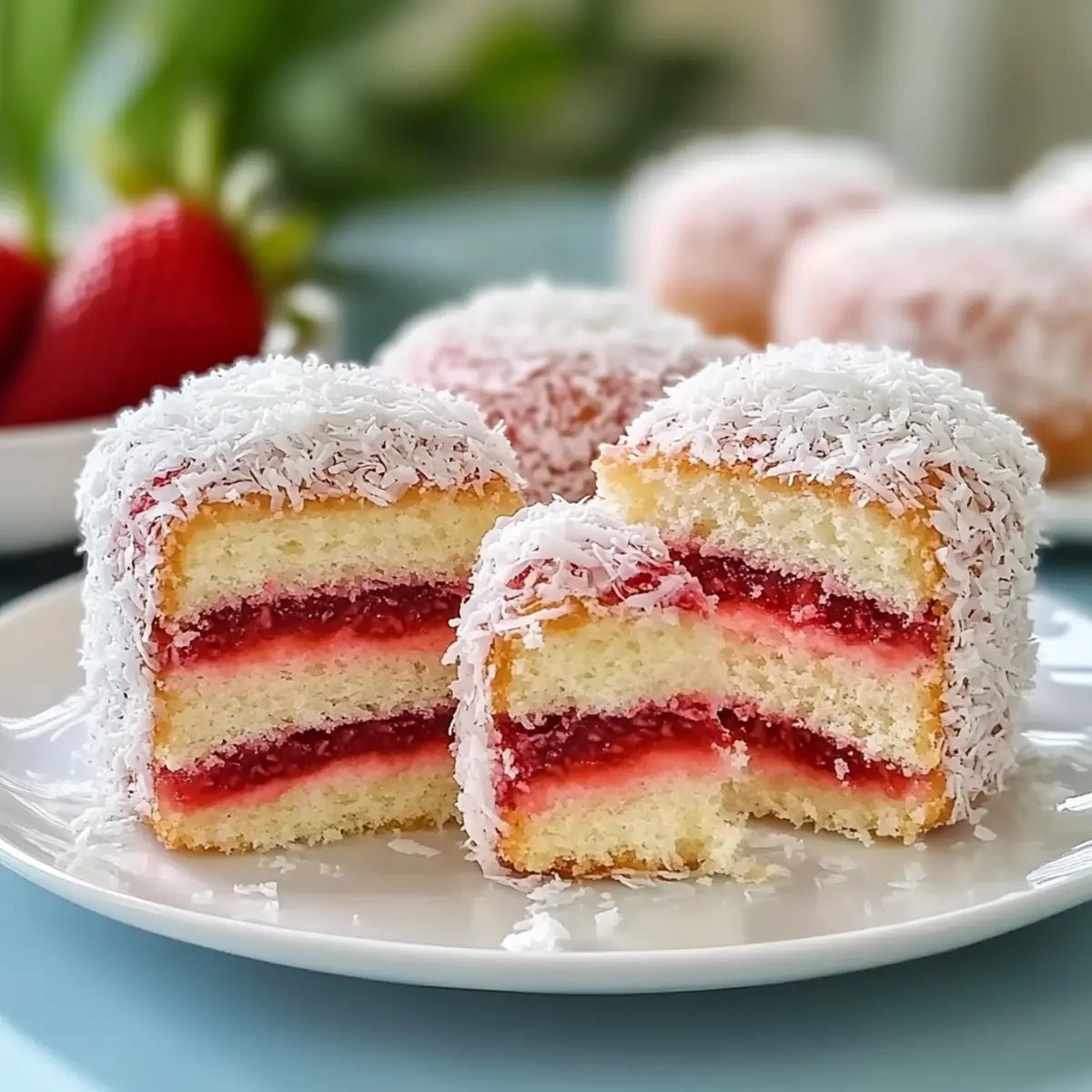 Strawberry Coconut Sponge Cakes