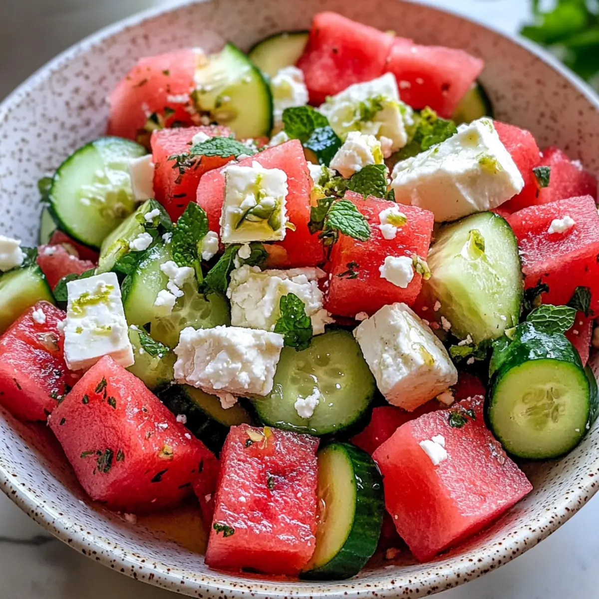 SIMPLE Watermelon + Cucumber + Feta Salad
