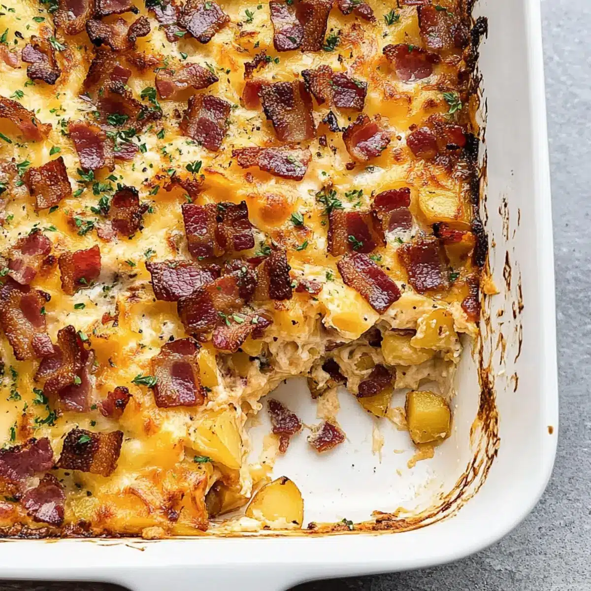 Cheesy bacon potato breakfast casserole