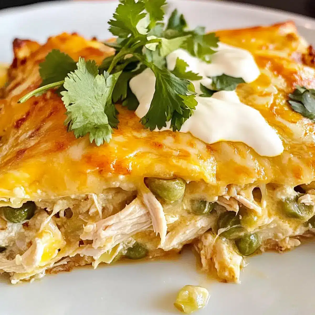 Green Chile Chicken Enchilada Casserole