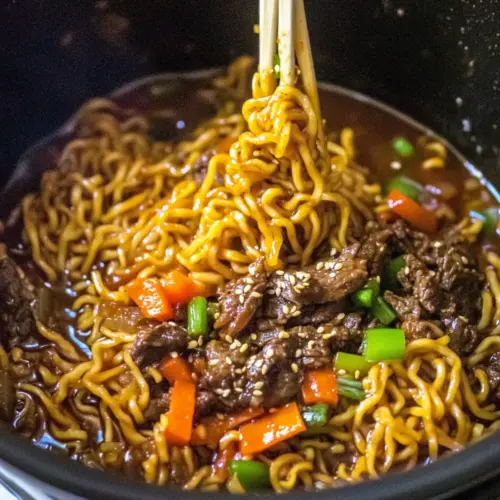 Slow Cooker Beef Ramen Noodles