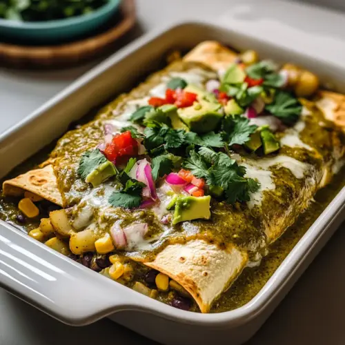 Plant-based Potato Green Chili Enchiladas