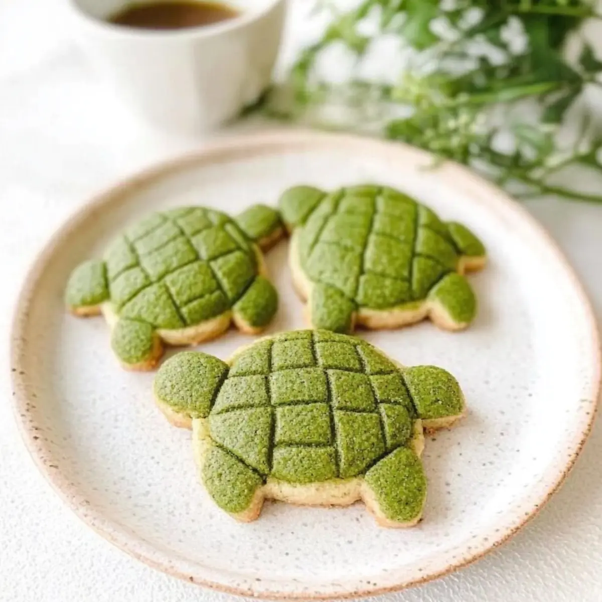 Turtle-Shaped Vegan Matcha Cookies