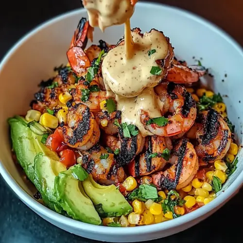 Grilled Shrimp Bowl with Avocado, Corn Salsa