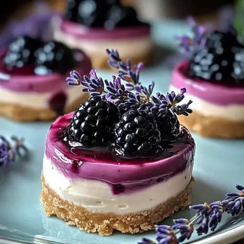 Mini Blackberry Lavender Cheesecakes