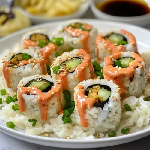 Vegan Spicy Carrot “Salmon” Sushi Roll