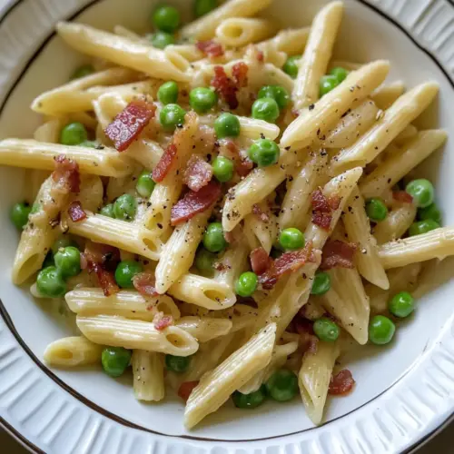 Penne Pasta, Peas and Bacon