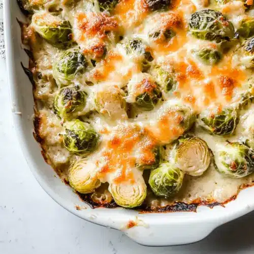 Garlicky Creamy Brussels Sprouts Au Gratin