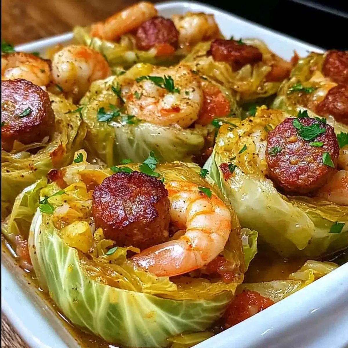 Easy Keto Cajun Shrimp & Sausage Stuffed Cabbage
