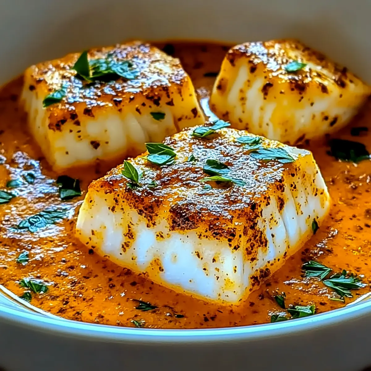 Cod in Roasted Red Pepper Sauce