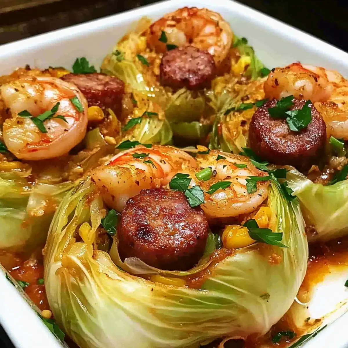 Easy Keto Cajun Shrimp & Sausage Stuffed Cabbage