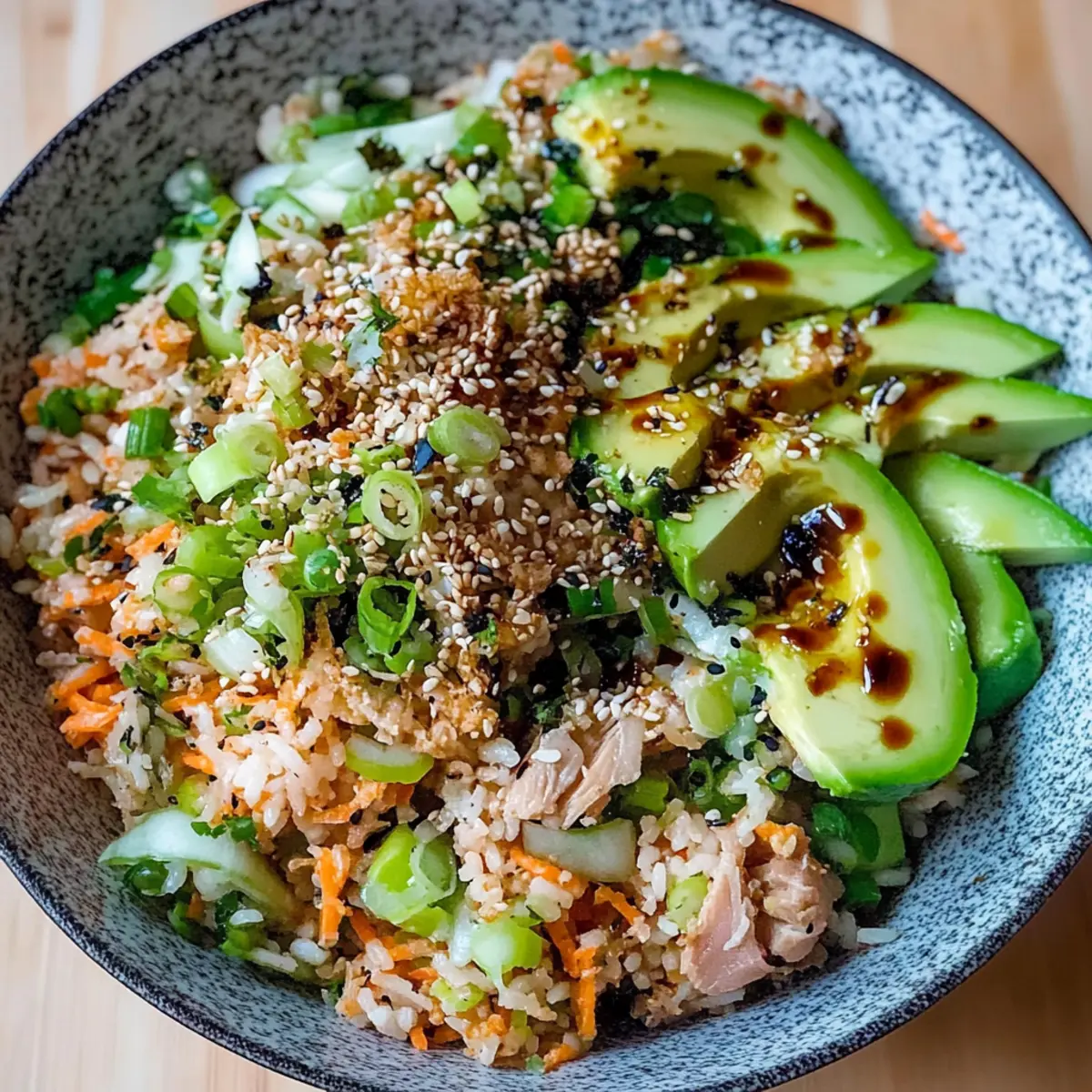 Tuna Avocado Crispy Rice Salad