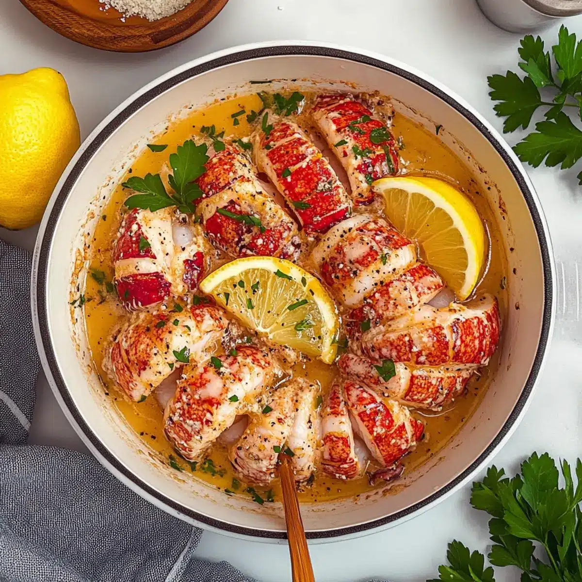Garlic Butter Poached Lobster Tails