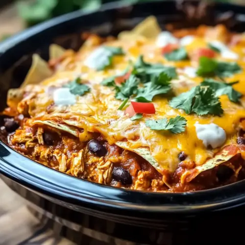 Crockpot Chicken Enchilada Casserole
