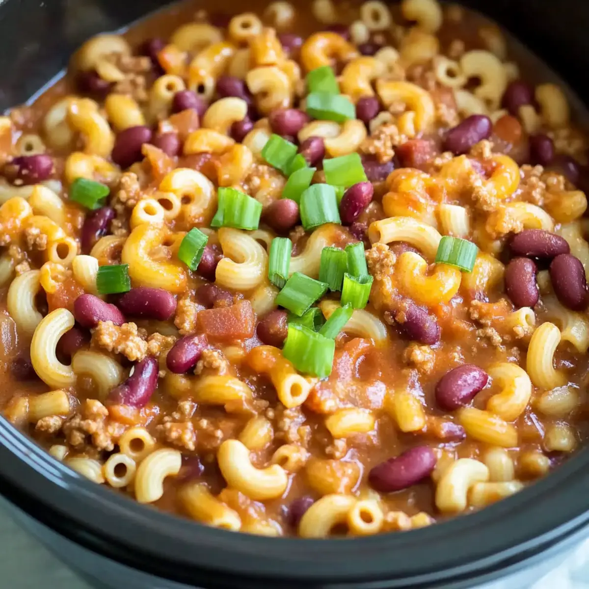 Vegetarian Crockpot Chili Mac