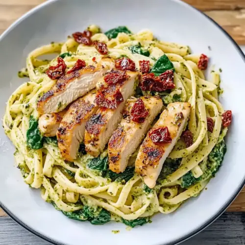Simple Creamy Chicken Pesto Pasta with Spinach