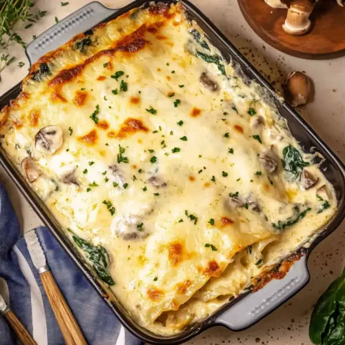 White Lasagna with Spinach and Mushrooms