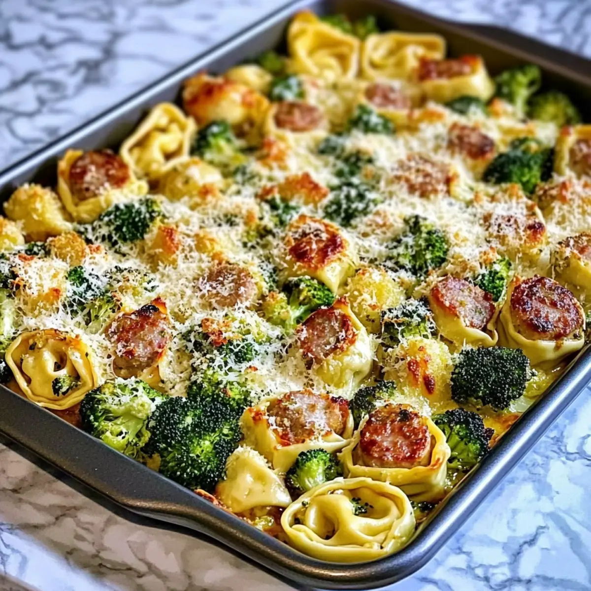 Sheet Pan Broccoli Tortellini Bake