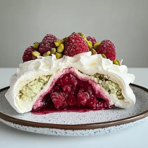 Pistachio & Raspberry Meringue Nests