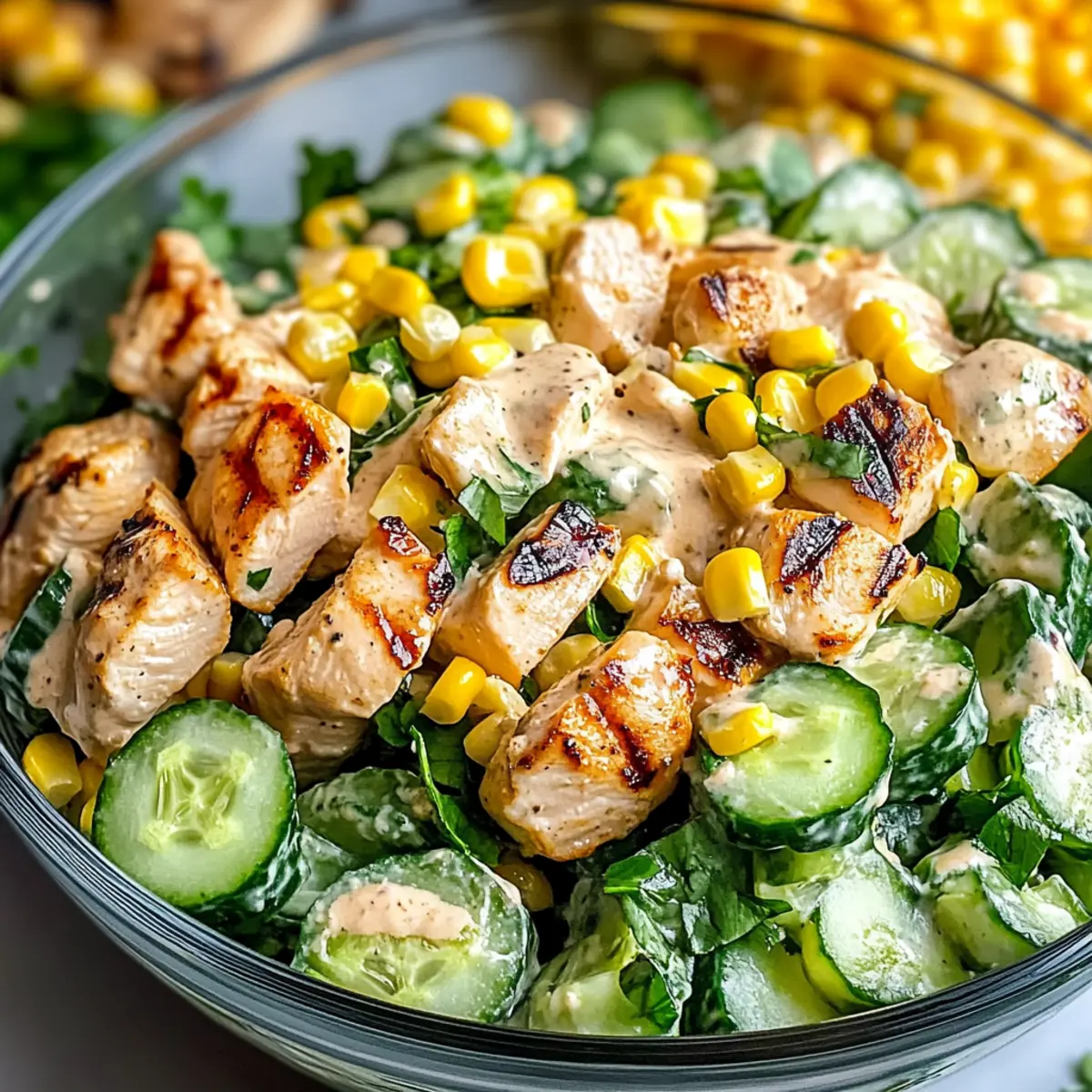 Street Corn Creamy Cucumber Chicken Salad