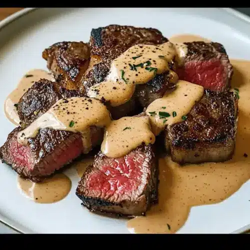 Steak with Bourbon Garlic Cream Sauce