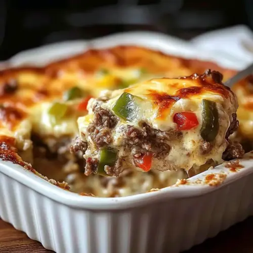 Low Carb Philly Cheesesteak Casserole
