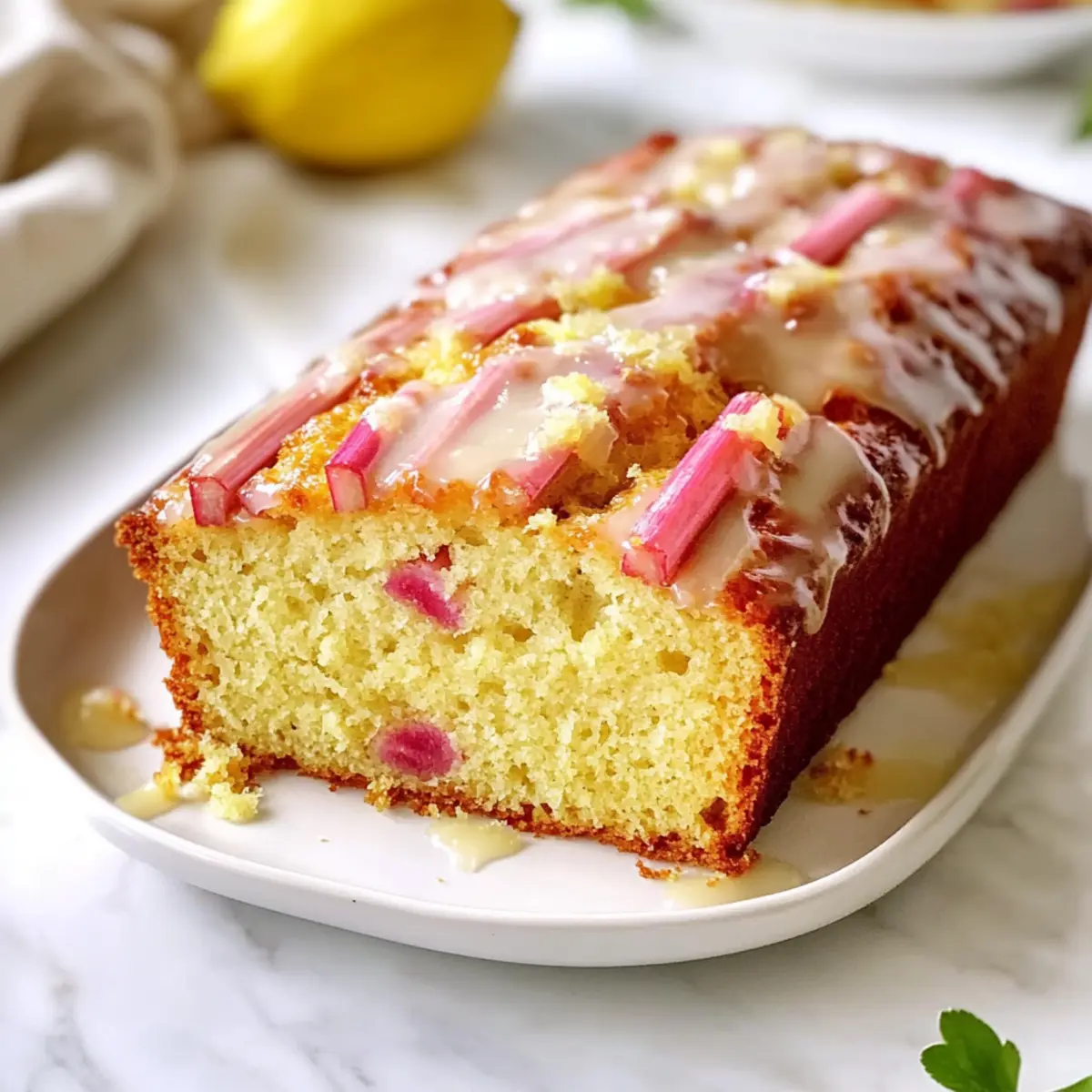 Lemon Rhubarb Loaf with Glaze