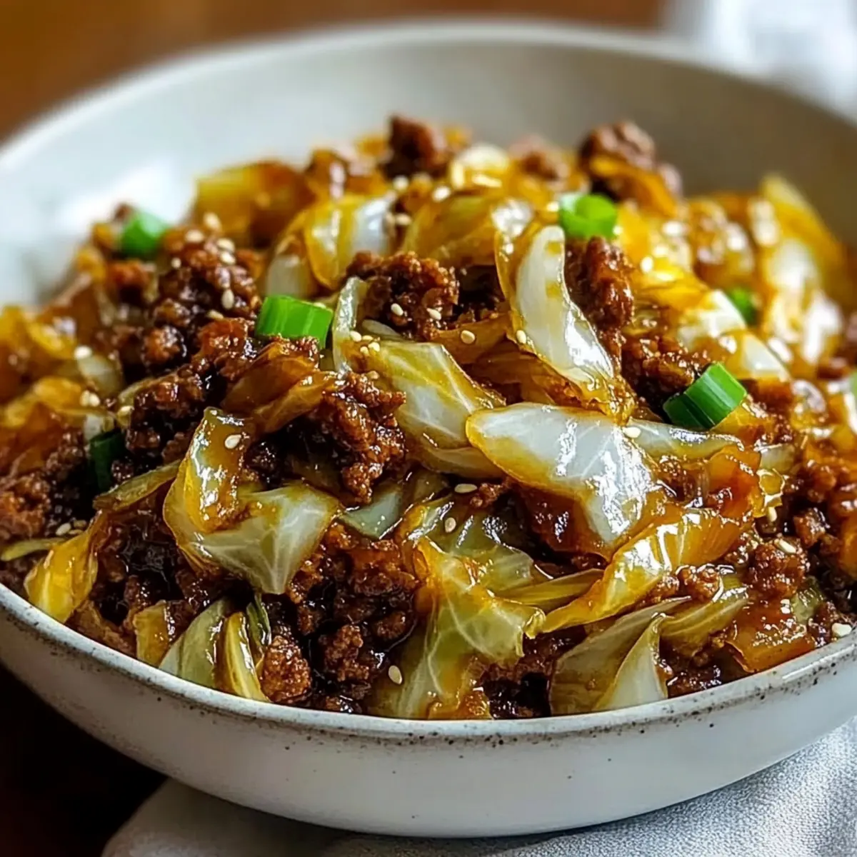 Low Carb Mongolian Ground Beef Cabbage