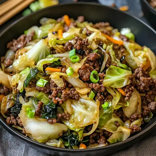 Chinese Ground Beef and Cabbage Stir Fry