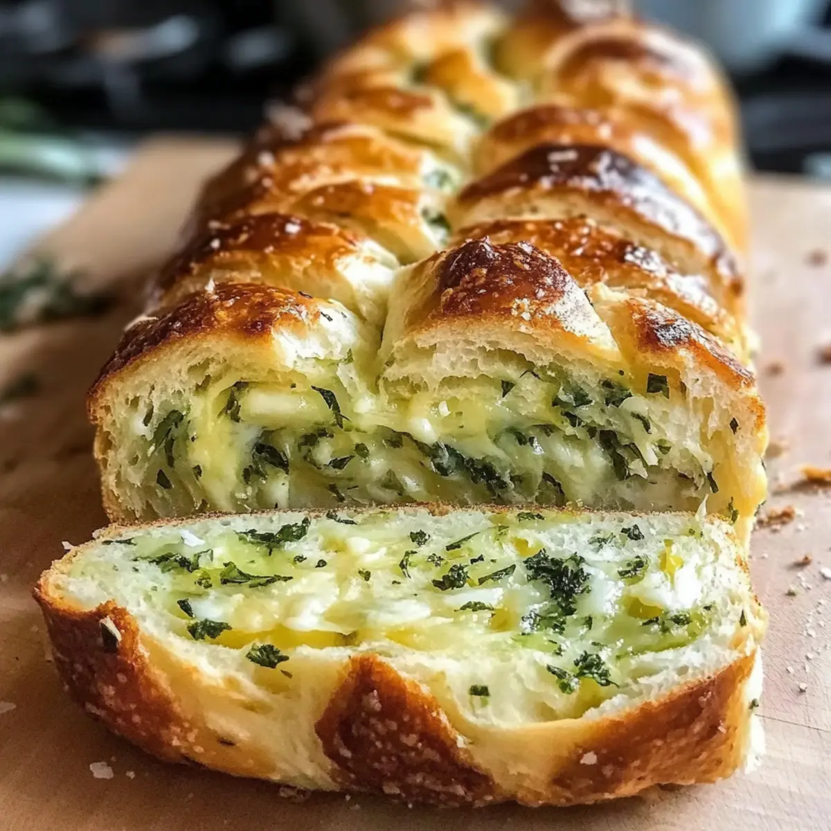 Swirled Garlic Herb and Cheese Bread