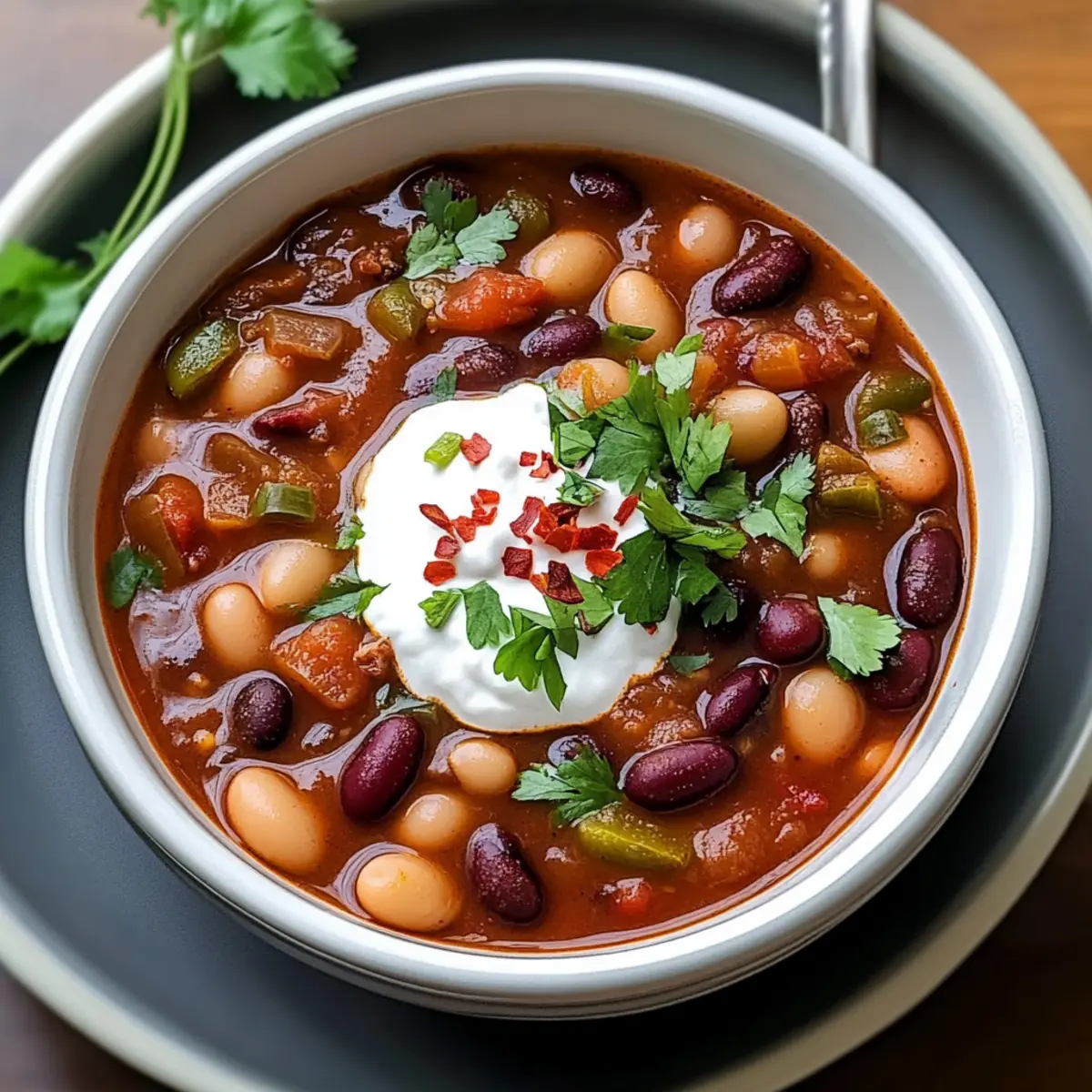 Slow Cooker Three-Bean Vegetarian Chili