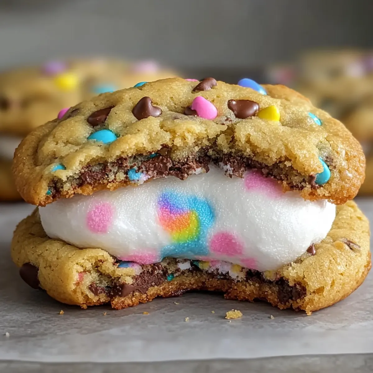 Giant Chocolate Chip Peep Stuffed Easter Cookies