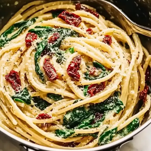 Spicy Spinach and Sun Dried Tomato Pasta