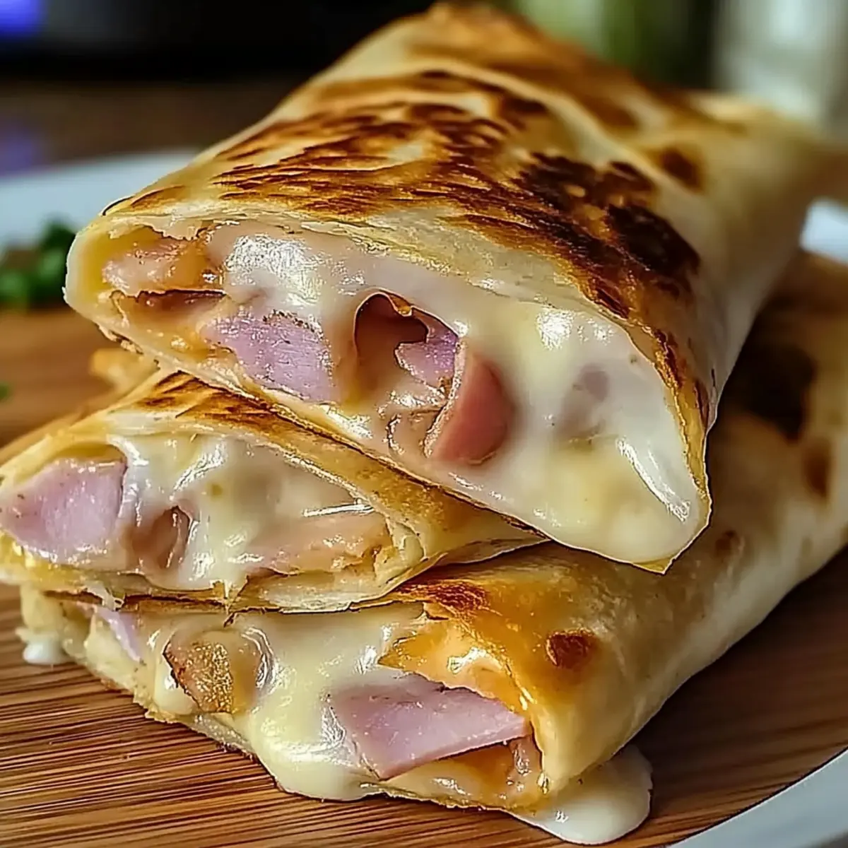 Air Fryer Hot Chicken Ham and Cheese Wraps