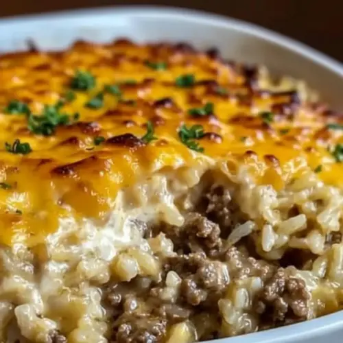 Cheesy Ground Beef Rice Casserole