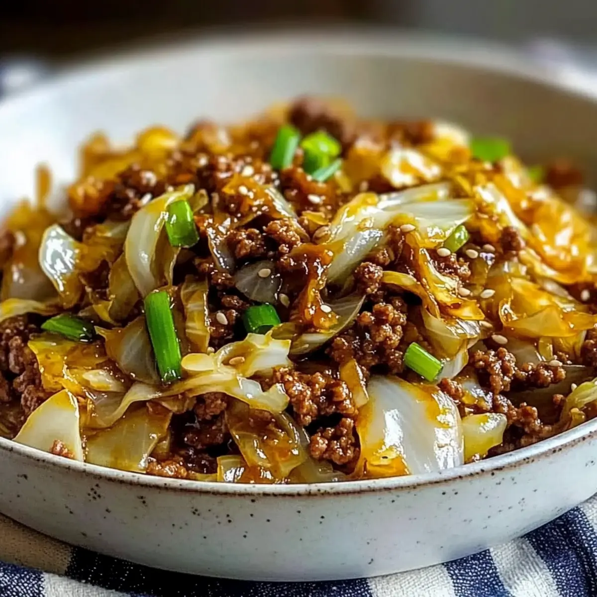 Low Carb Mongolian Ground Beef Cabbage